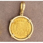 Roman Gold Solidus Coin in 18kt Gold Pendant Valens circa A.D. 364-378